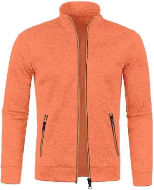 Men's Track Jackets Lightweight Full Zip Tops Casual Slim Fit Coat Workout Running Athletic Active Jacket With Pockets
