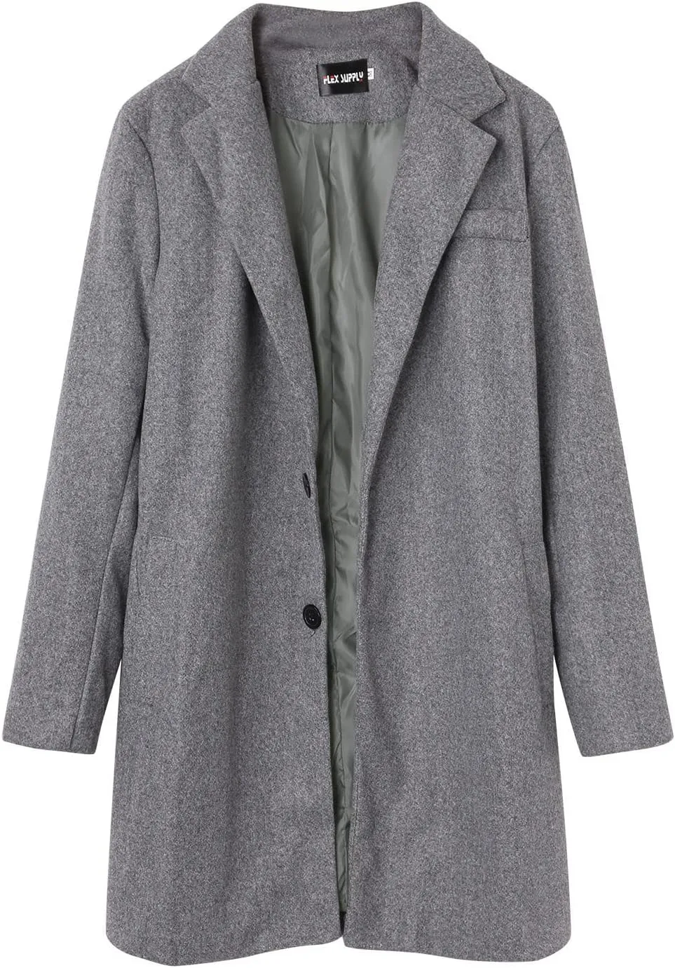 Men's Trench Coat 2024 Trendy Notch Lapel Wool Blend Warm Overcoat Casual Single Breasted Long Jackets