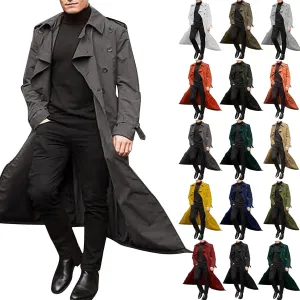 Men's Trench Coat Fall Winter Double Breasted Trench Coat Oversized Casual windbreaker Lapel Long Jacket Overcoat