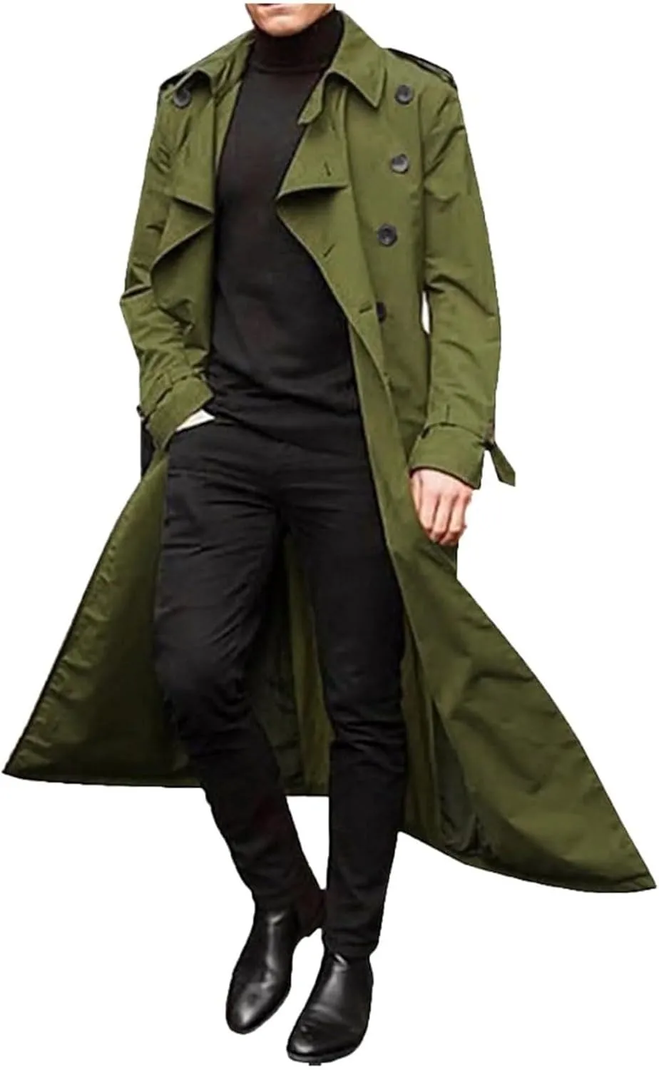 Men's Trench Coat Fall Winter Double Breasted Trench Coat Oversized Casual windbreaker Lapel Long Jacket Overcoat