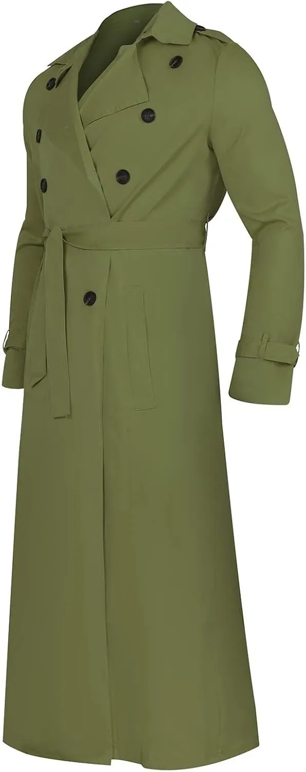 Men's Trench Coat Fall Winter Double Breasted Trench Coat Oversized Casual windbreaker Lapel Long Jacket Overcoat