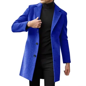 Mens Trench Coat Notched Collar Single Breasted Peacoat Winter Overcoat With Pockets Windbreaker Warm Jackets