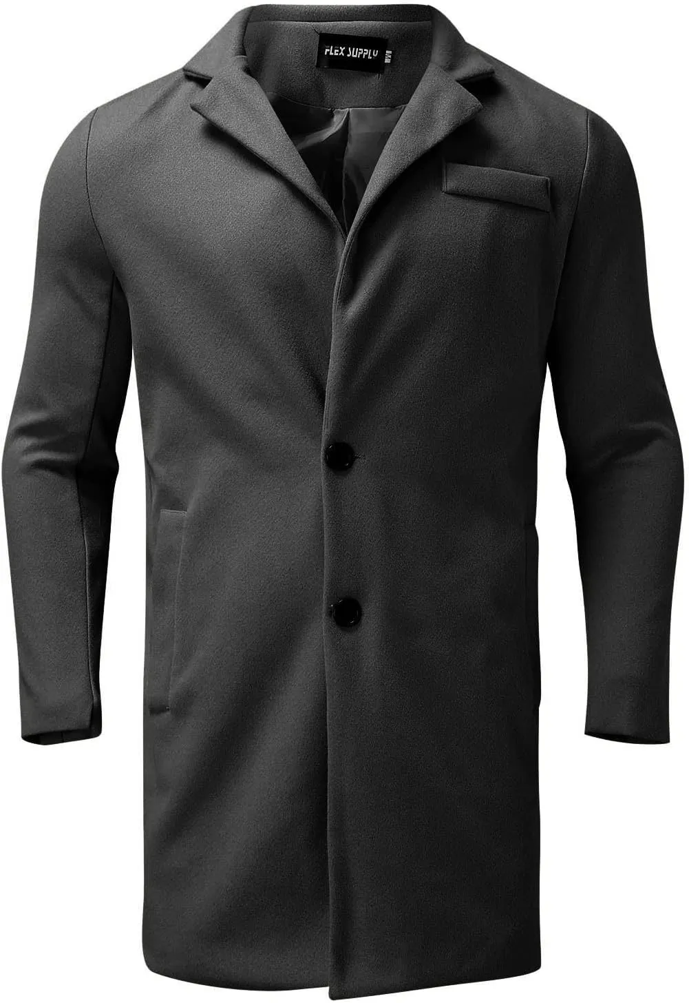 Mens Trench Coat Notched Collar Single Breasted Peacoat Winter Overcoat With Pockets Windbreaker Warm Jackets