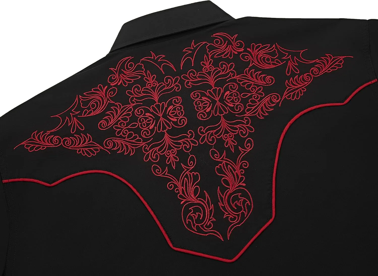 Men's Western Cowboy Shirt Embroidered Long Sleeve Casual Snap Button Down Shirt