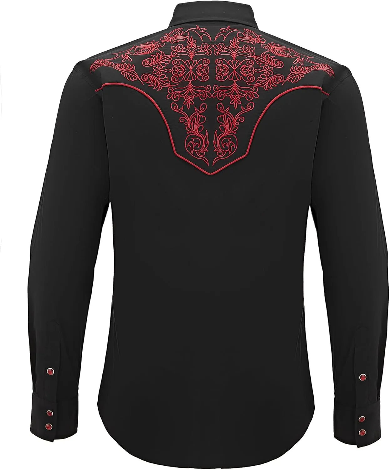 Men's Western Cowboy Shirt Embroidered Long Sleeve Casual Snap Button Down Shirt