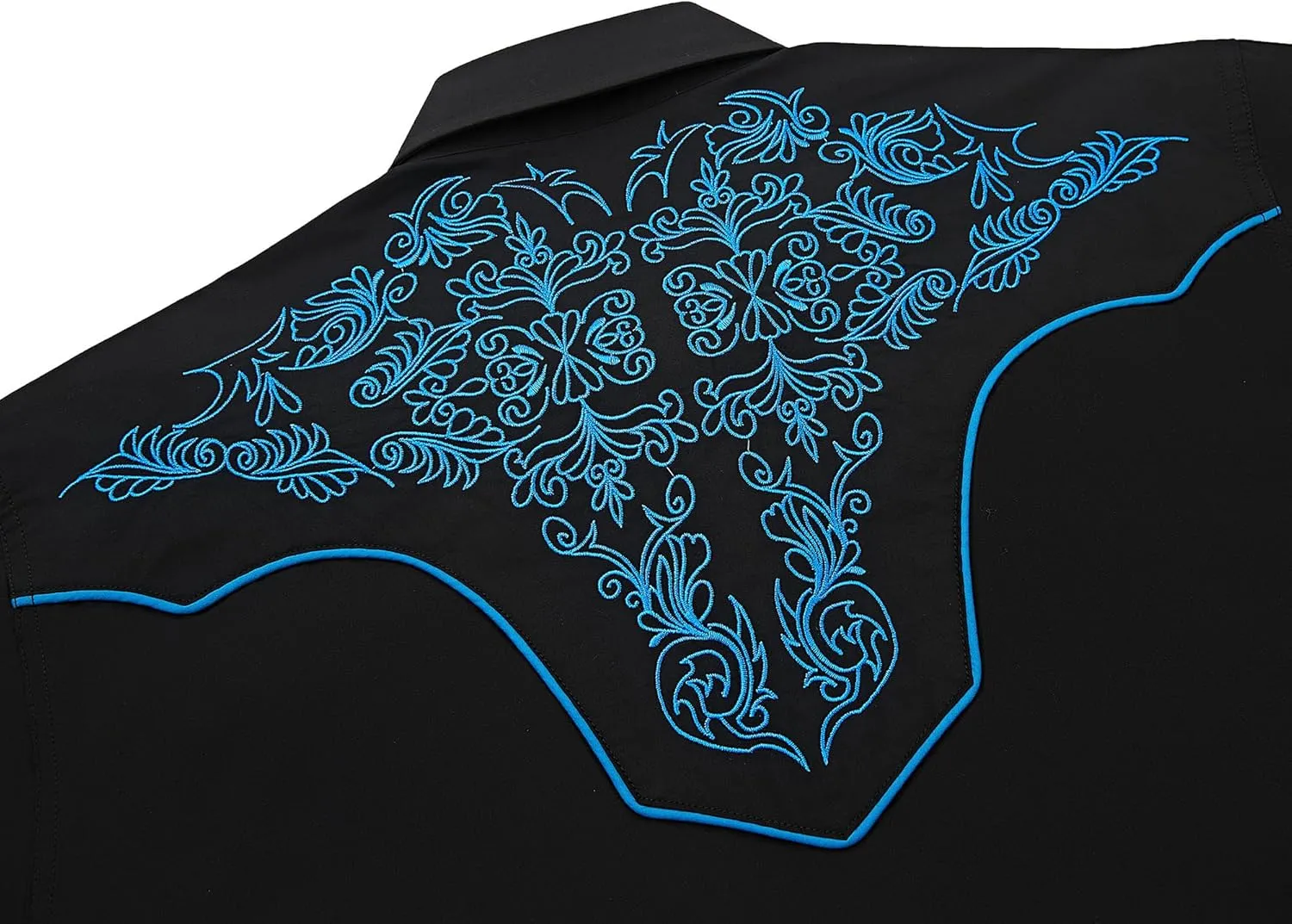 Men's Western Cowboy Shirt Embroidered Long Sleeve Casual Snap Button Down Shirt