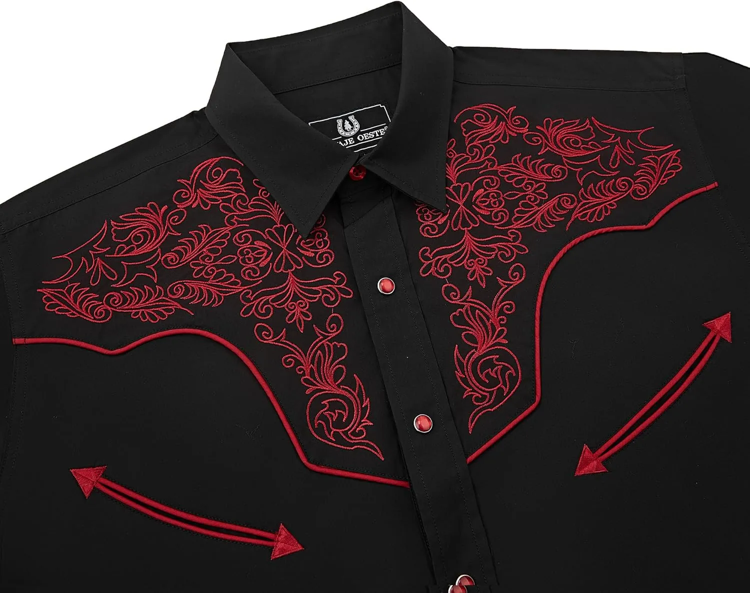 Men's Western Cowboy Shirt Embroidered Long Sleeve Casual Snap Button Down Shirt