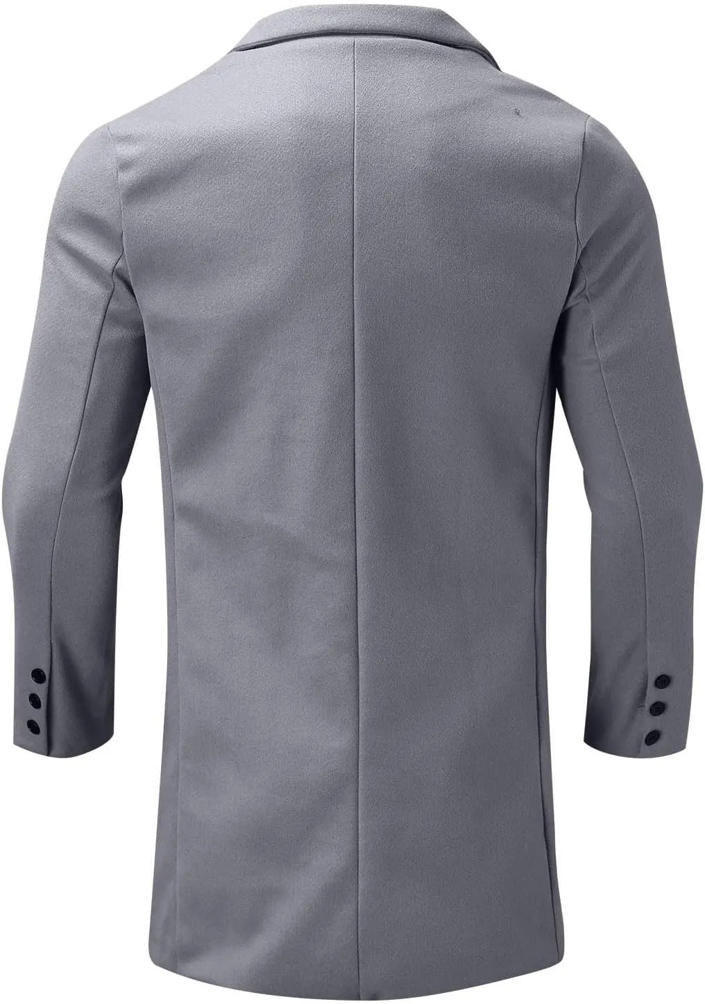 Men's Wool Blend Pea Coat Notched Collar Single Breasted Overcoat Warm Winter Mid-Length Thermal Business Peacoat