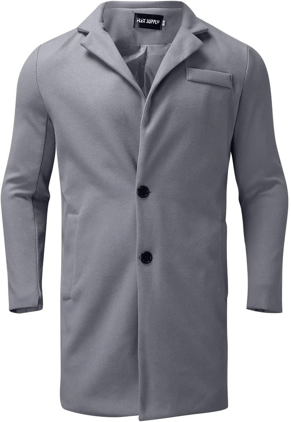 Men's Wool Blend Pea Coat Notched Collar Single Breasted Overcoat Warm Winter Mid-Length Thermal Business Peacoat