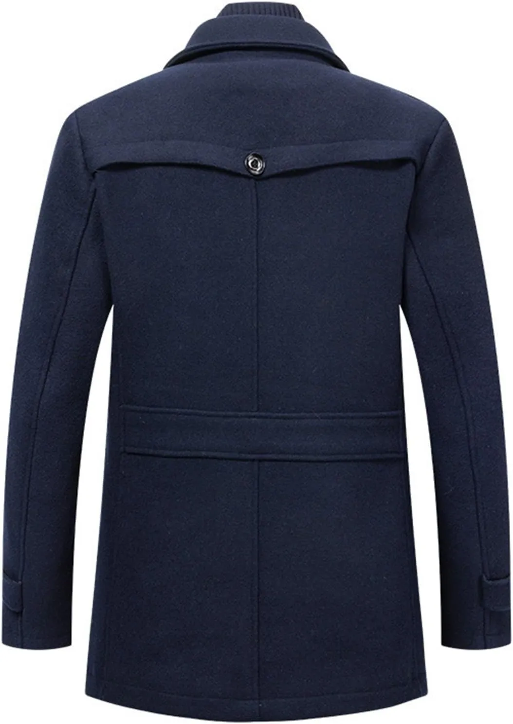 Men's Wool Blend Pea Coat Warm Winter Trench Coat Wool Jacket Windbreaker Collar Single Breasted Overcoat