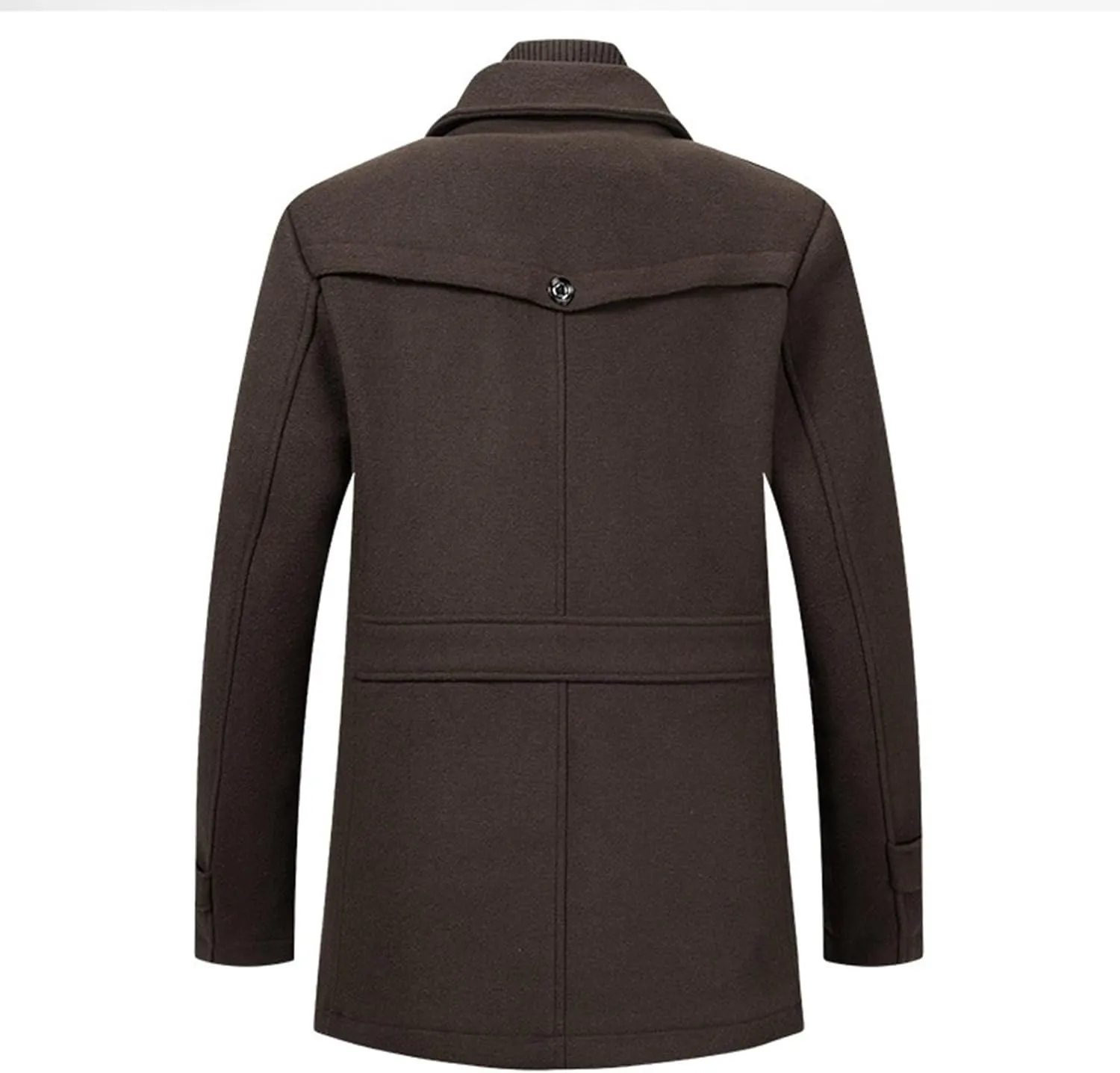 Men's Wool Blend Pea Coat Warm Winter Trench Coat Wool Jacket Windbreaker Collar Single Breasted Overcoat
