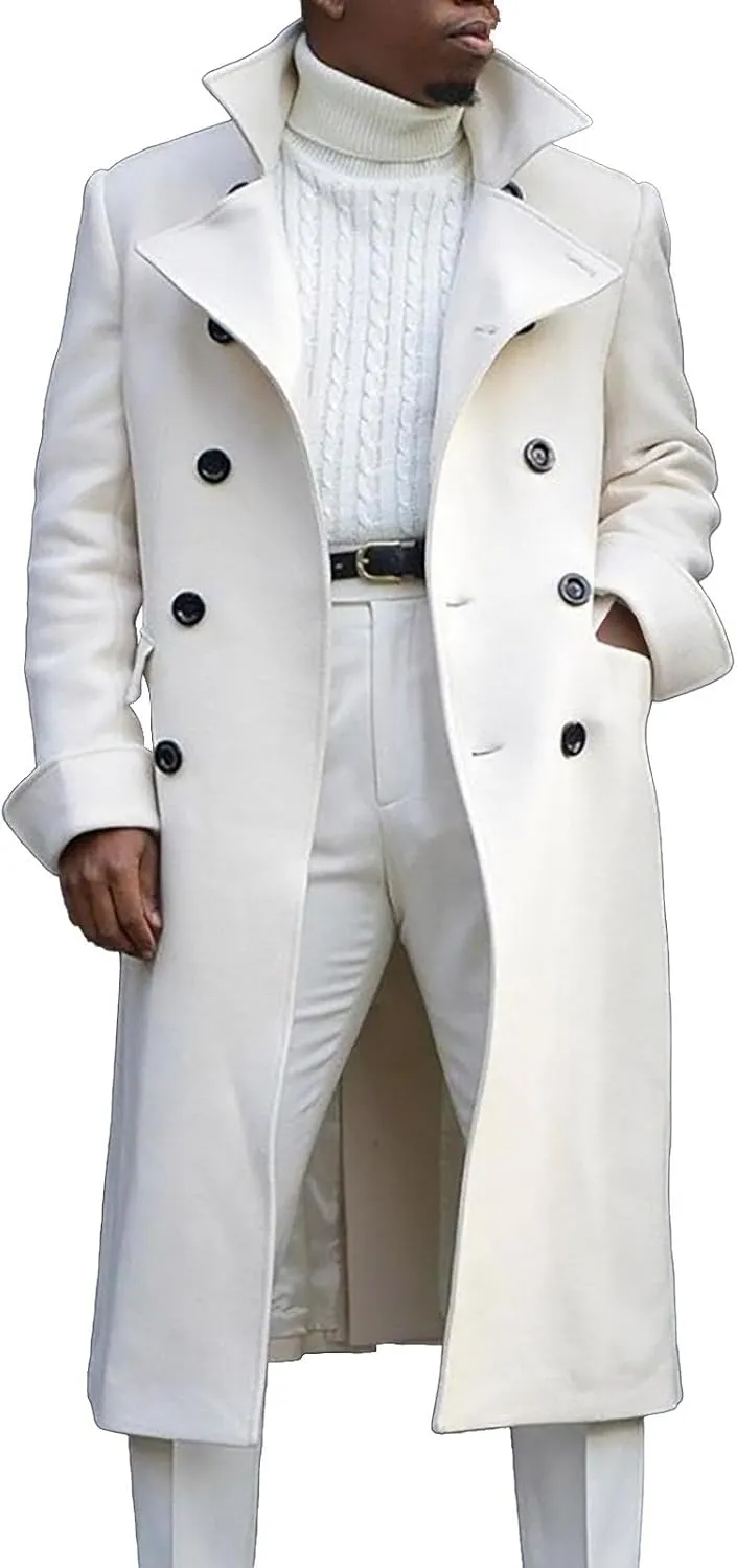 Mens Wool Blend Trench Coat Single Woolen Double Breasted Extended Coat men coat Men'S Trench Rain Coats