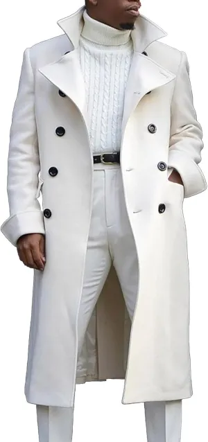 Mens Wool Blend Trench Coat Single Woolen Double Breasted Extended Coat men coat Men'S Trench Rain Coats