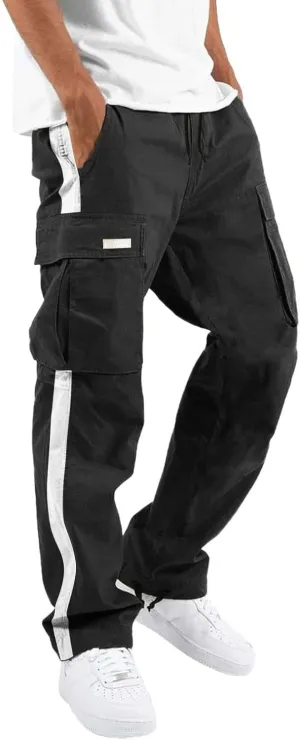Mens Workout Cargo Sweatpants Printed Overalls Casual Pocket Sport Work Casual Trouser Pants Big and Tall Sweatpants