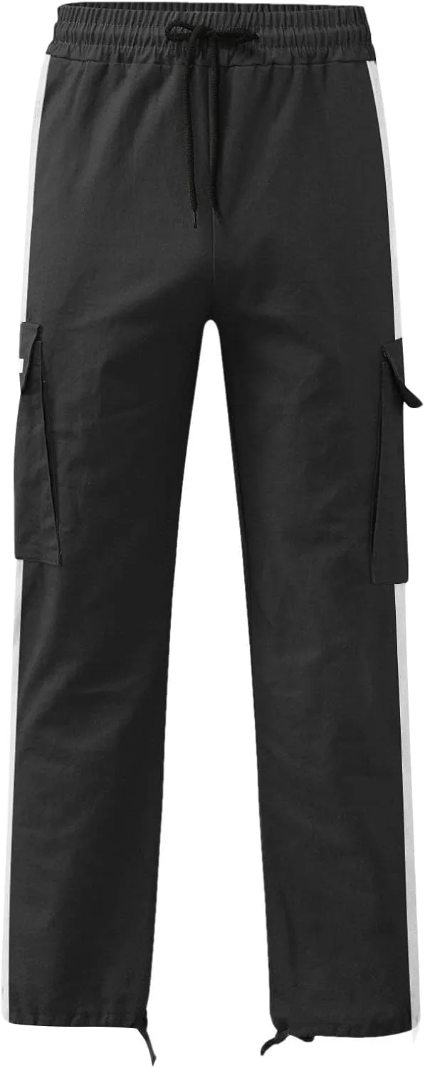 Mens Workout Cargo Sweatpants Printed Overalls Casual Pocket Sport Work Casual Trouser Pants Big and Tall Sweatpants