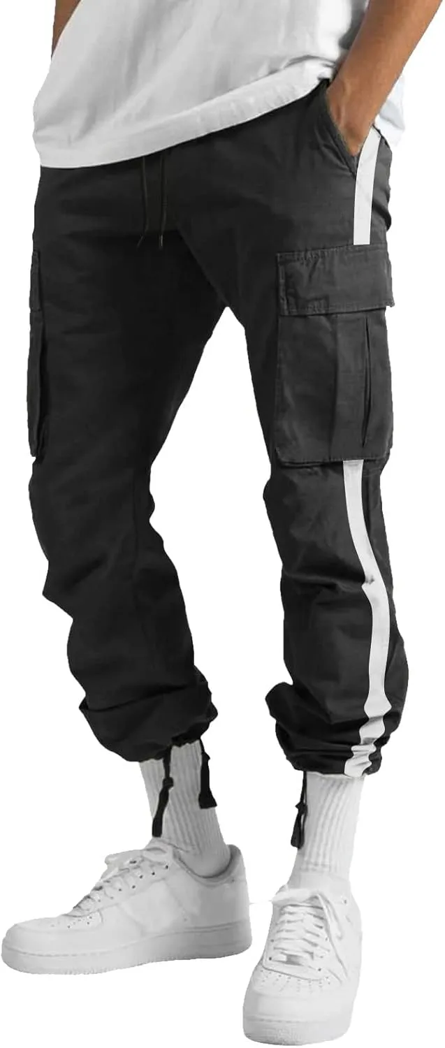 Mens Workout Cargo Sweatpants Printed Overalls Casual Pocket Sport Work Casual Trouser Pants Big and Tall Sweatpants