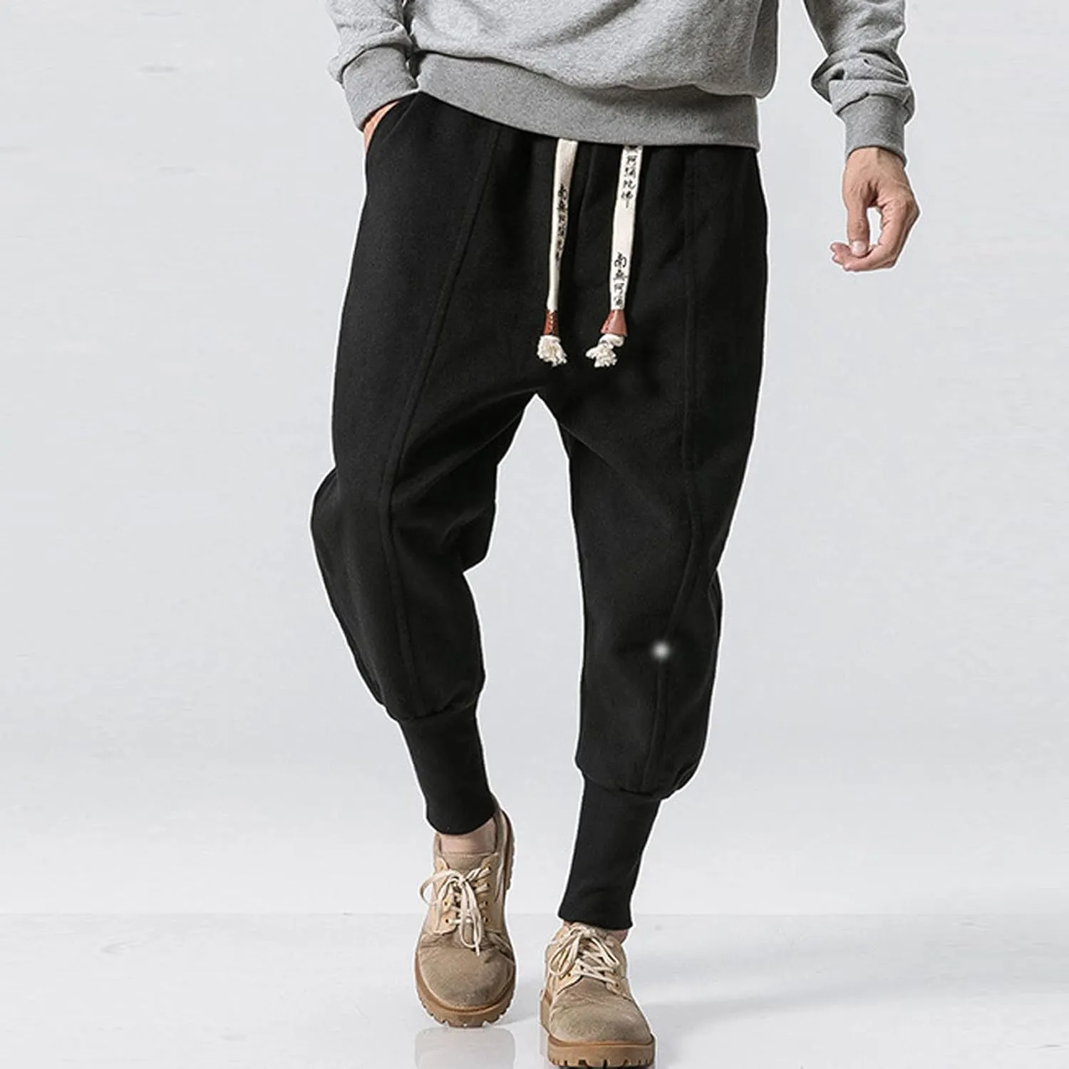 Mens Workout Cargo Sweatpants Wearing Pants with Pockets Sweatpants for Men Pants Casual Rope Loosening Heavyweight