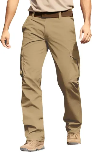 MIDOO Cargo Pants for Men Relaxed Fit Lightweight Travel Pants Breathable Athletic Fishing Active Joggers Zipper Pockets