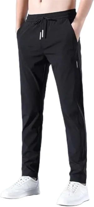 MIDOO Work Pants for Men Slim Fit Casual Solid Sweat Pants Stretch Elastic Waist Sports Pants Lightweight Workout Trousers