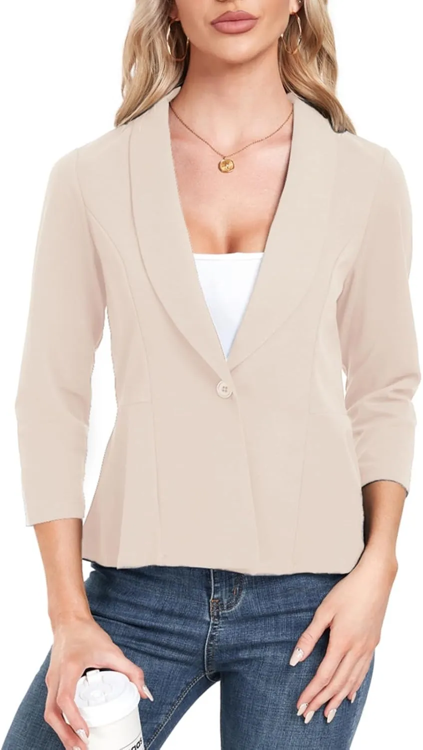 MINTLIMIT Womens Blazer Suit Jackets Dressy 3/4 Sleeve Blazer Casual Business Blazer for Work 2025