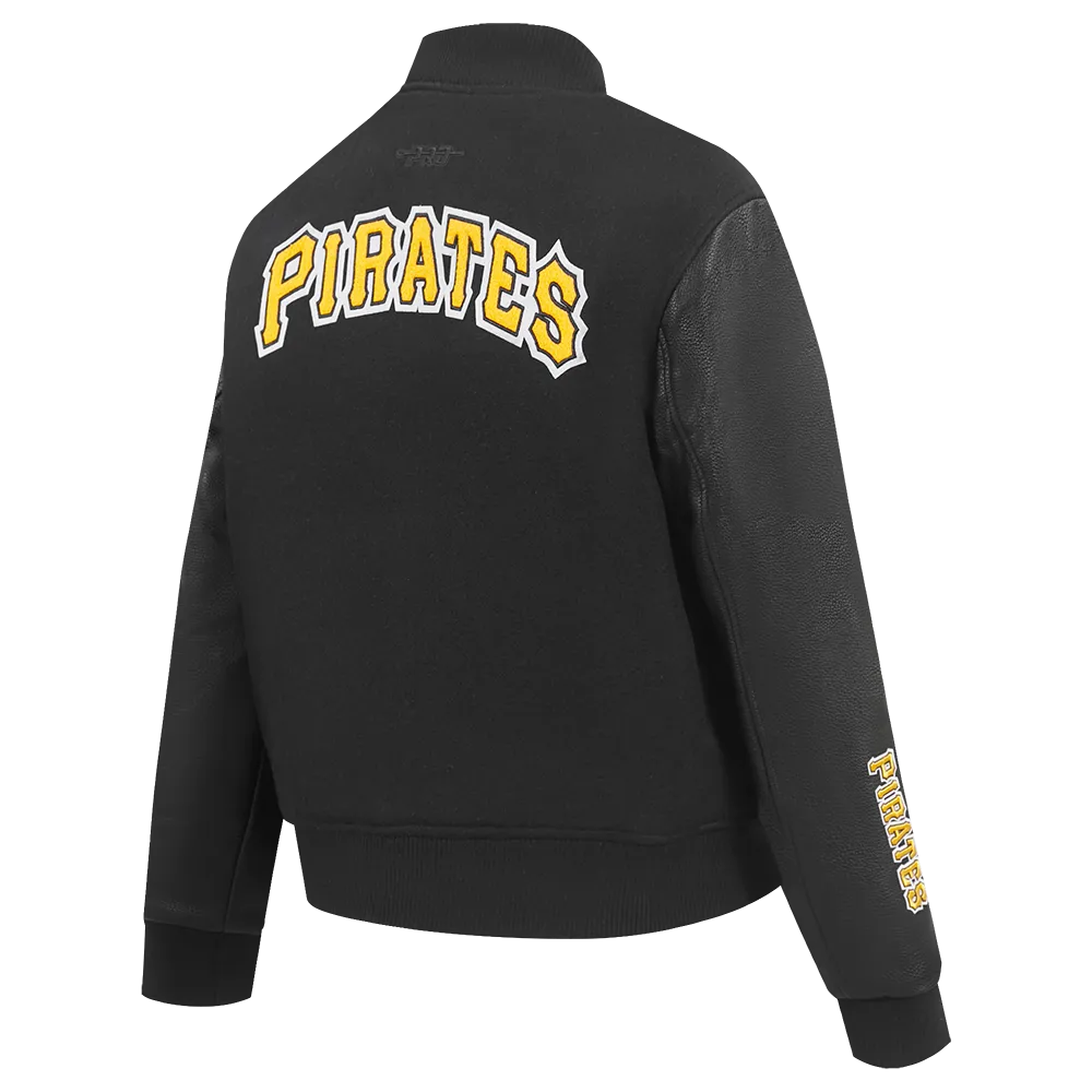 MLB PITTSBURG PIRATES CLASSIC WOMEN'S WOOL VARSITY JACKET (JET BLACK)