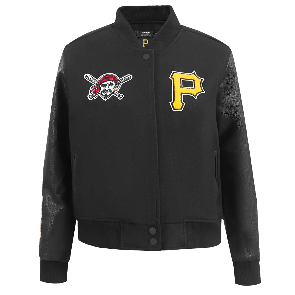 MLB PITTSBURG PIRATES CLASSIC WOMEN'S WOOL VARSITY JACKET (JET BLACK)