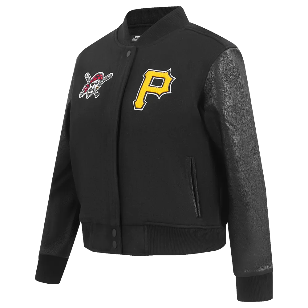 MLB PITTSBURG PIRATES CLASSIC WOMEN'S WOOL VARSITY JACKET (JET BLACK)