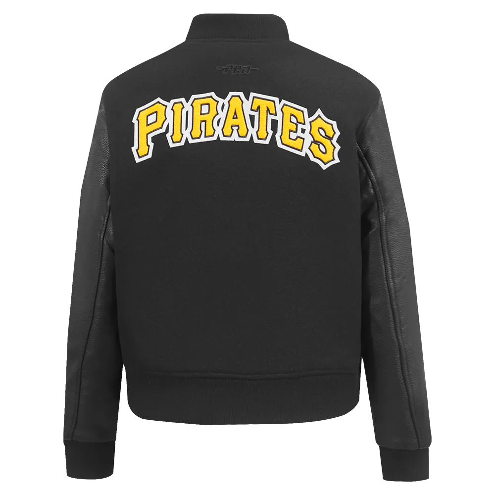 MLB PITTSBURG PIRATES CLASSIC WOMEN'S WOOL VARSITY JACKET (JET BLACK)