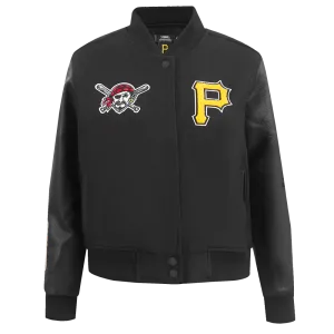 MLB PITTSBURG PIRATES CLASSIC WOMEN'S WOOL VARSITY JACKET (JET BLACK)