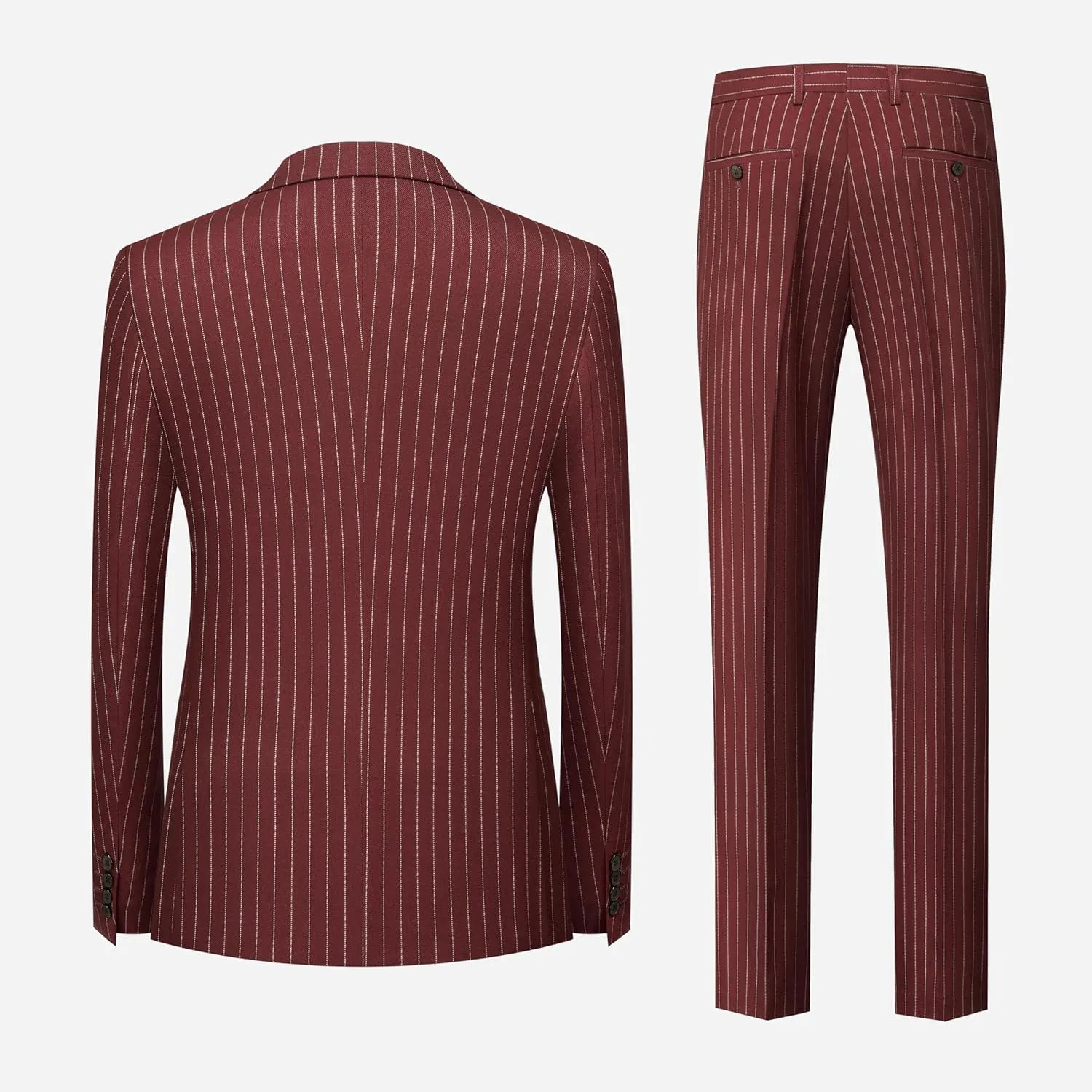 MOGU Mens Double Breasted Pinstripe Suit 2 Piece Slim Fit Tuxedo Formal Jacket and Pants for Business Wedding Prom