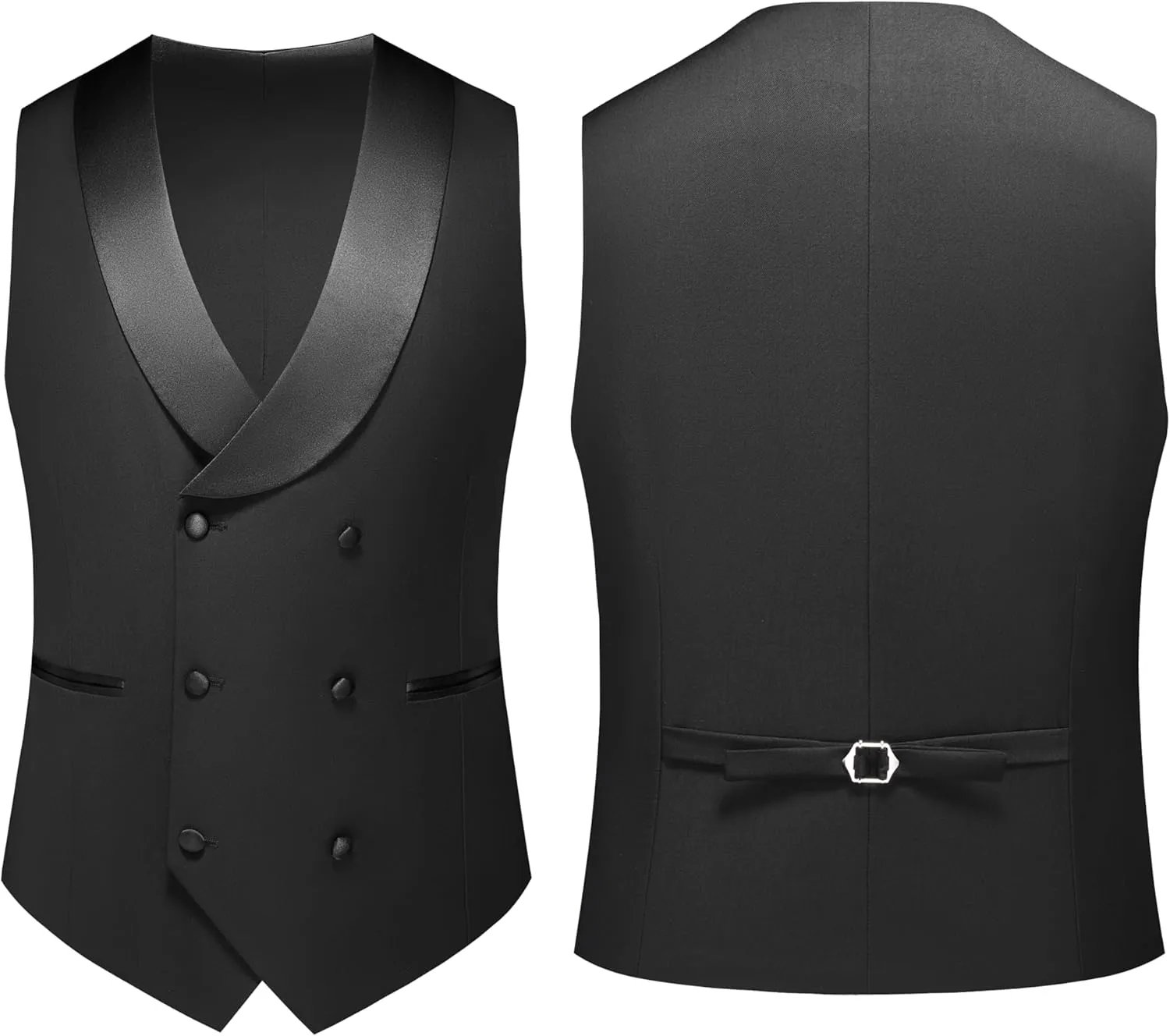 MOGU Mens Tuxedo Suit Set 3 Piece Slim Fit Prom Dinner Blazer Vest Pants Suit Set