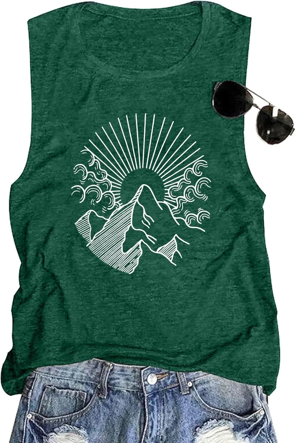 Mountain Sunrise Tank Tops Women Hiking Mountain Sleeveless T Shirt Tees Camping Vest Muscle Shirt
