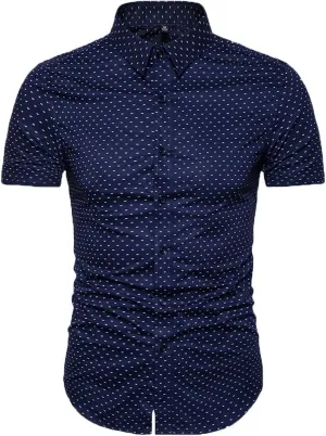 MUSE FATH Men's Printed Dress Shirt-Cotton Casual Short Sleeve Regular Fit Shirt