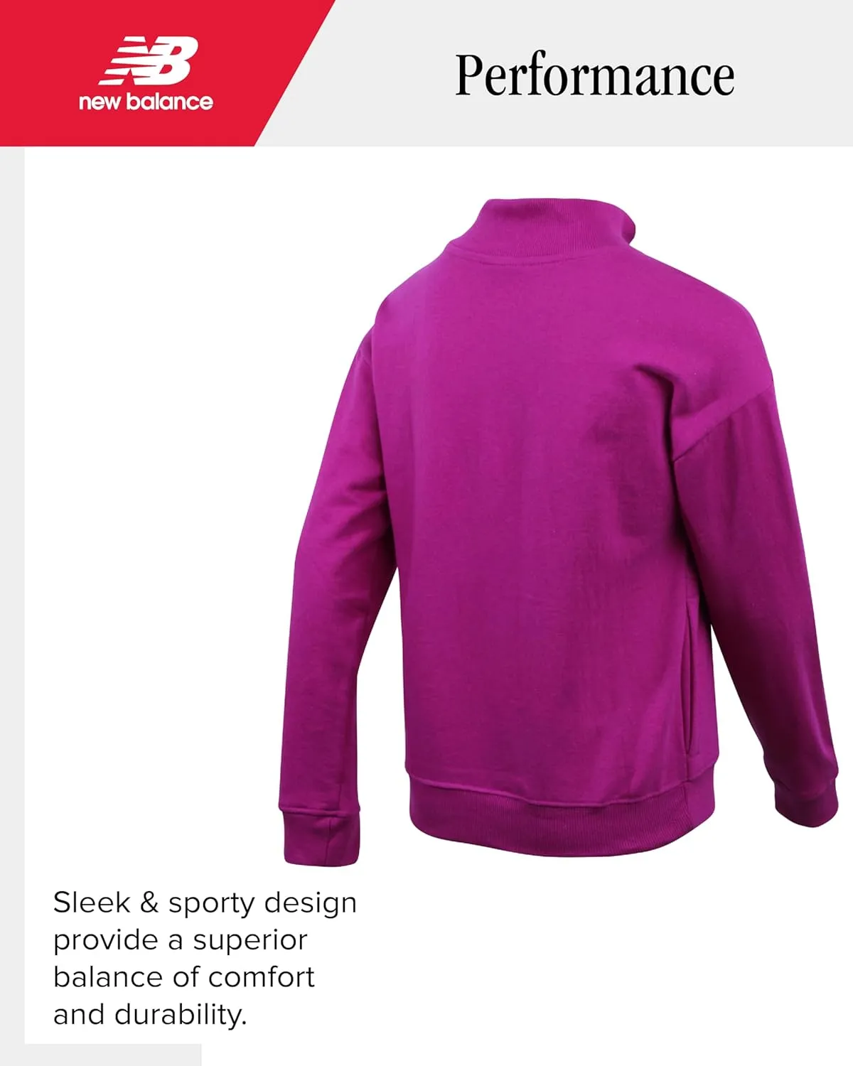 New Balance Girls' Quarter Zip Pullover Shirt - Performance Fleece 1/4 Zip Mock Neck Long Sleeve Sweatshirt for Girls (7-16)