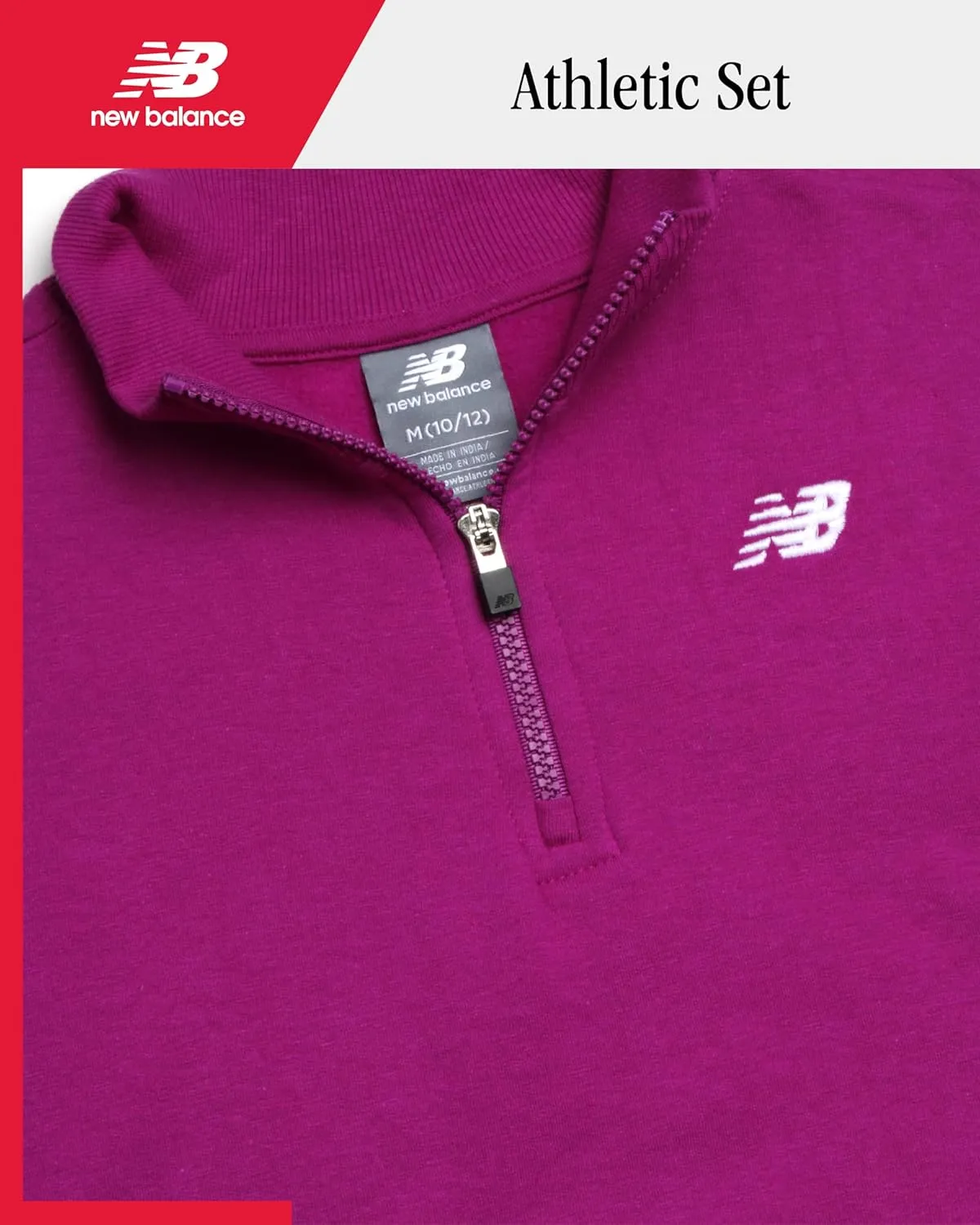 New Balance Girls' Quarter Zip Pullover Shirt - Performance Fleece 1/4 Zip Mock Neck Long Sleeve Sweatshirt for Girls (7-16)