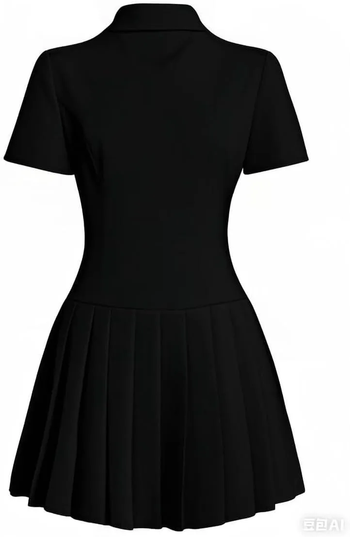Nihsatin Women's Double Breasted Blazer Jacket Lapel Collar Short Sleeve Pleated Hem Blazer Dress