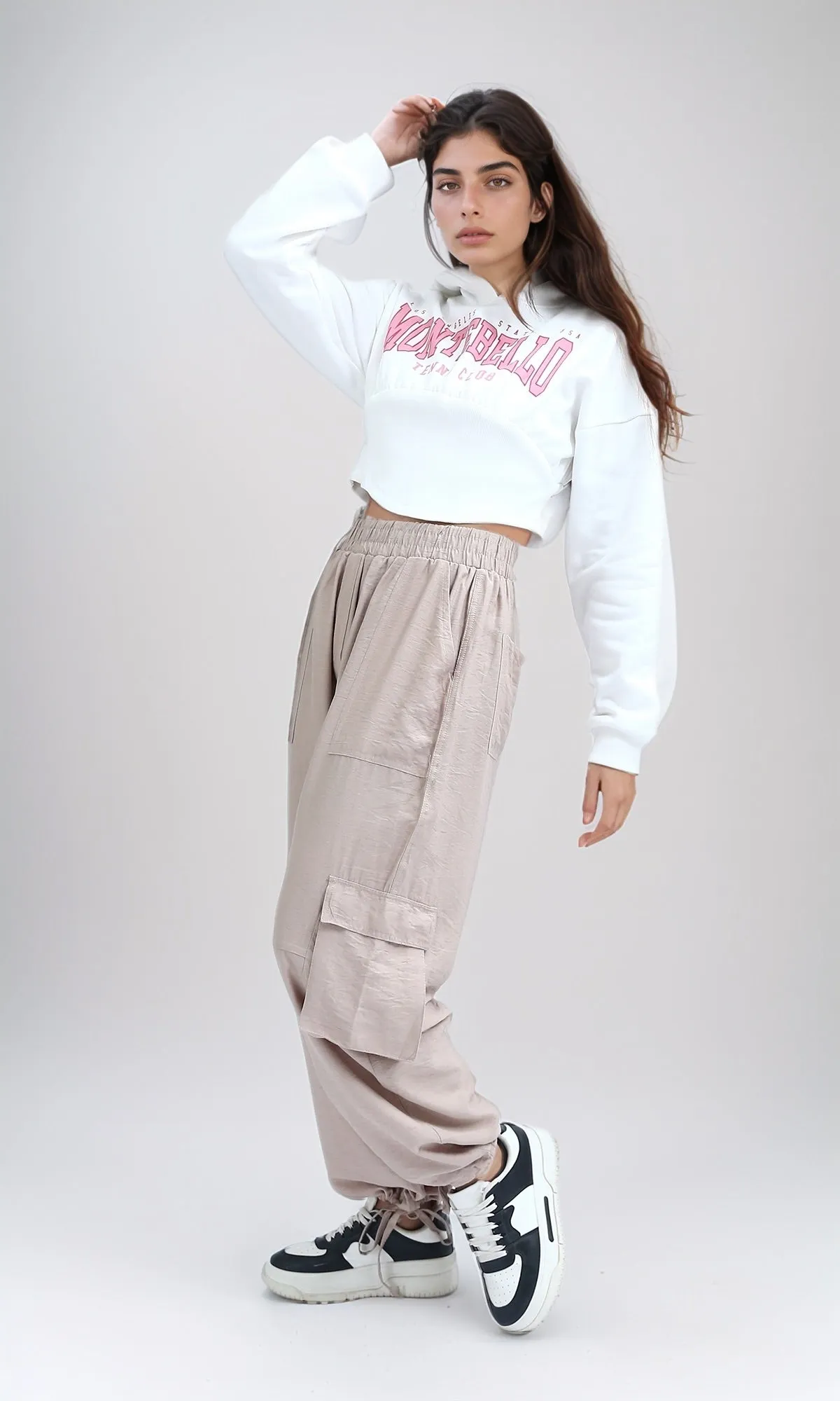 O180768 Regular Fit Printed Winter Hoodie - White