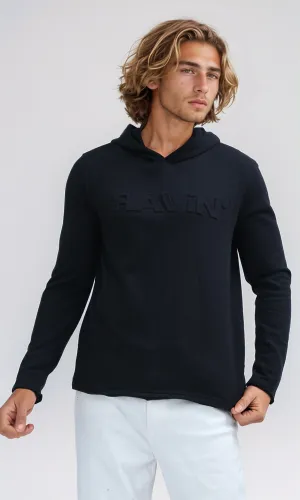 O200023 - Long Sleeves Hoodie With Front Print - Black