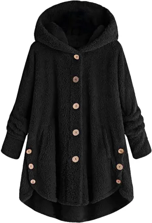 Outdoor Outerwear Long Hooded Button Sleeve Plus Size Women Women'S Coat with Hood Hiking Jacket Women Plus Size