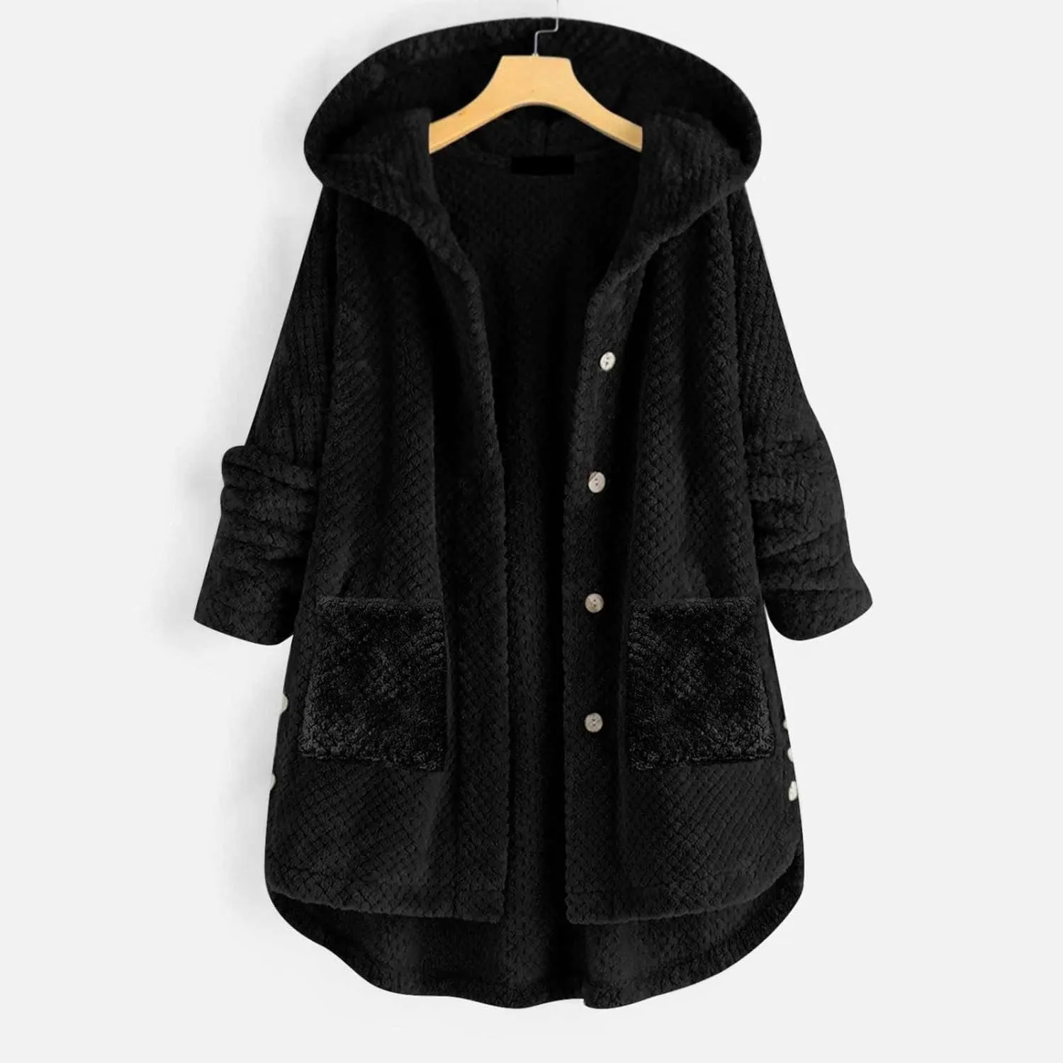 Outdoor Outerwear Long Hooded Button Sleeve Plus Size Women Women'S Coat with Hood Hiking Jacket Women Plus Size