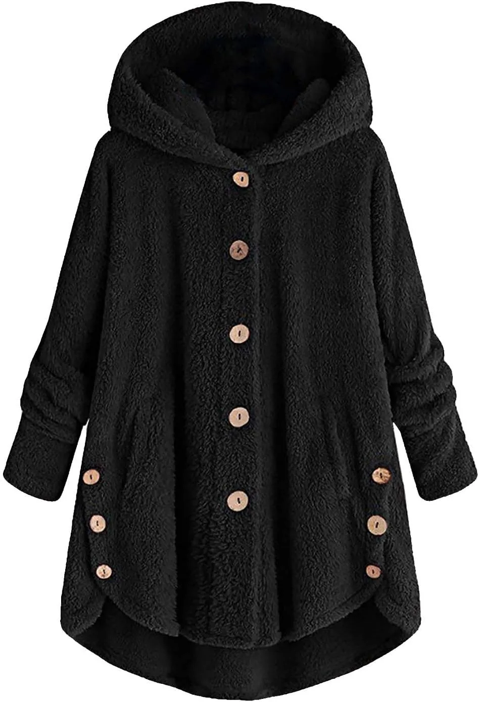 Outdoor Outerwear Long Hooded Button Sleeve Plus Size Women Women'S Coat with Hood Hiking Jacket Women Plus Size