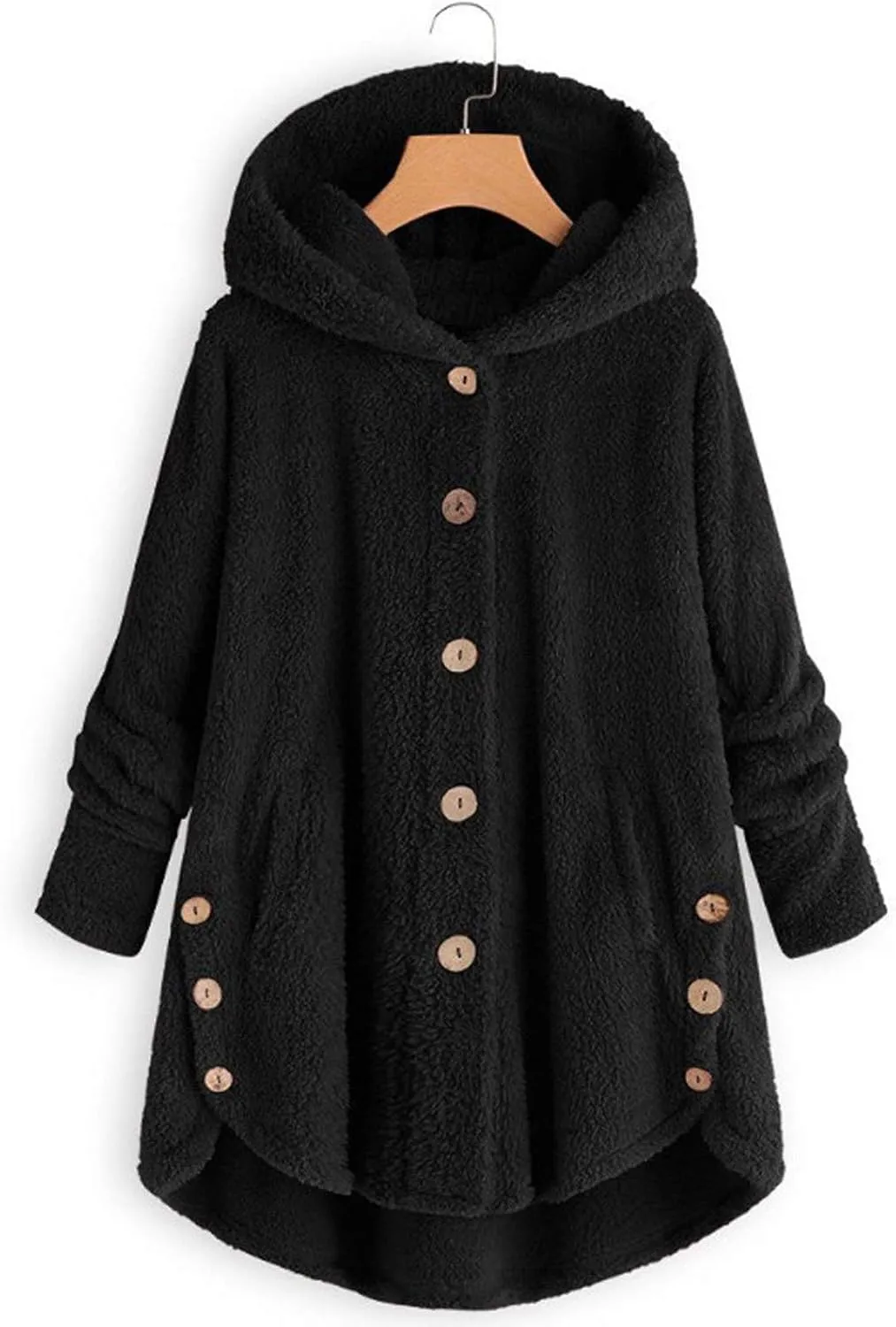 Outdoor Outerwear Long Hooded Button Sleeve Plus Size Women Women'S Coat with Hood Hiking Jacket Women Plus Size