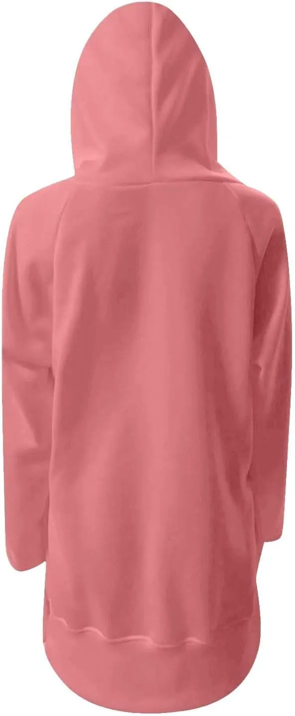 Oversized Hoodie Dress for Womens Hoodies Plus Size Casual Crewneck Long Sleeve Split Hem Pullover with Pockets