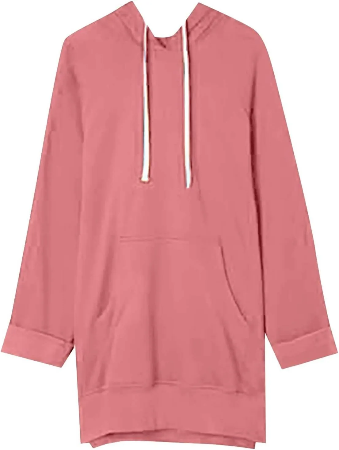 Oversized Hoodie Dress for Womens Hoodies Plus Size Casual Crewneck Long Sleeve Split Hem Pullover with Pockets