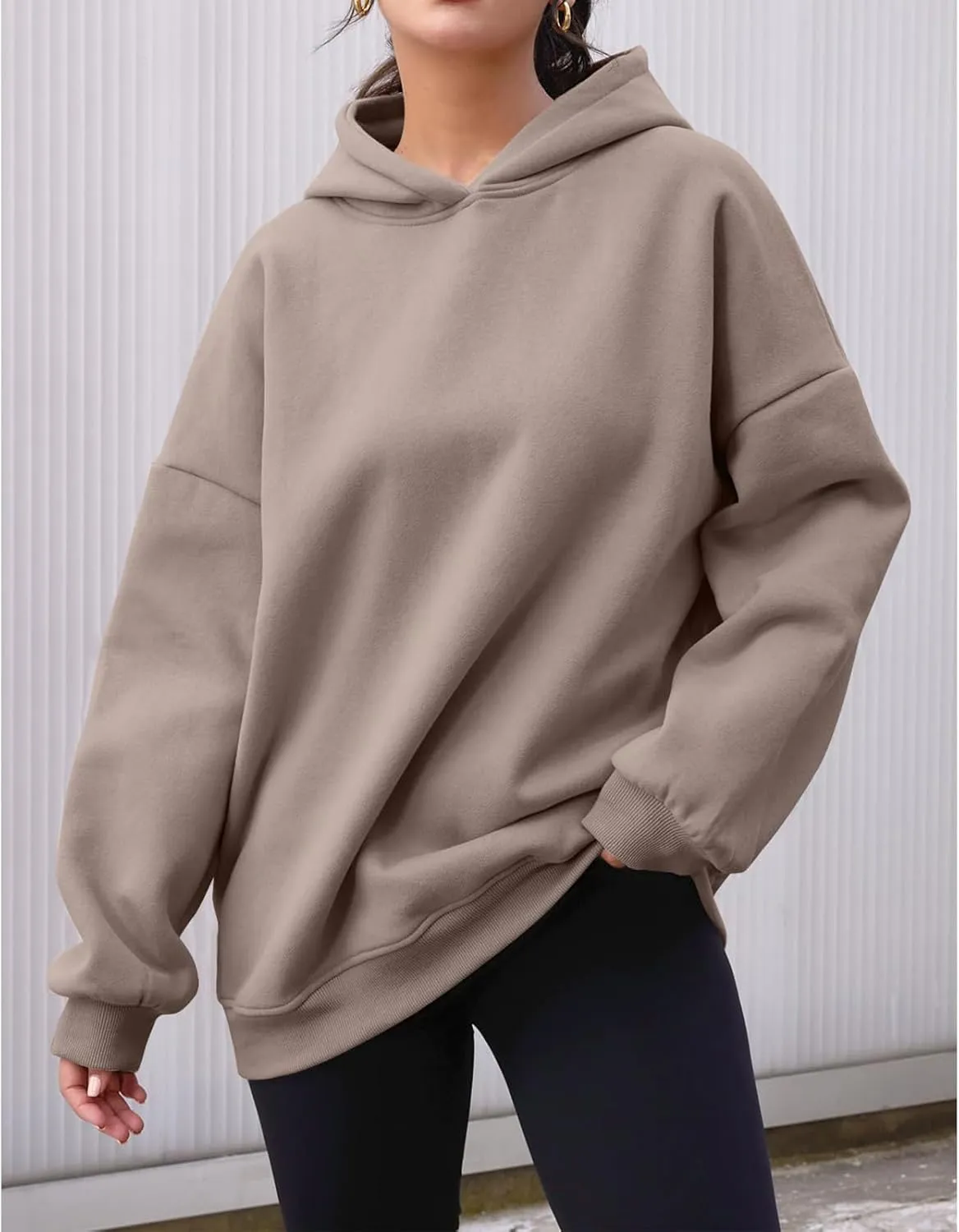 Oversized Hoodies for Women Fleece Long Sleeve Sweatshirts Solid Loose Pullover Comfy Warm Tops with Pocket