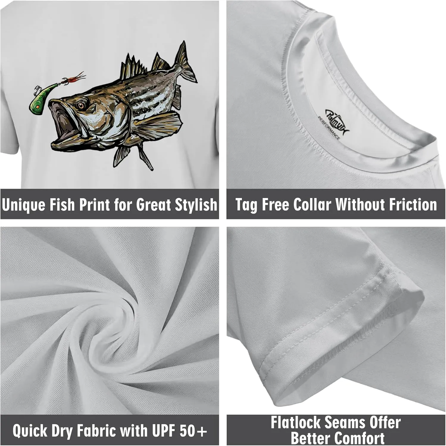 Palmyth Boys Fishing Shirt Short Sleeve UPF 50  Youth T-Shirt Sun Protection Tee