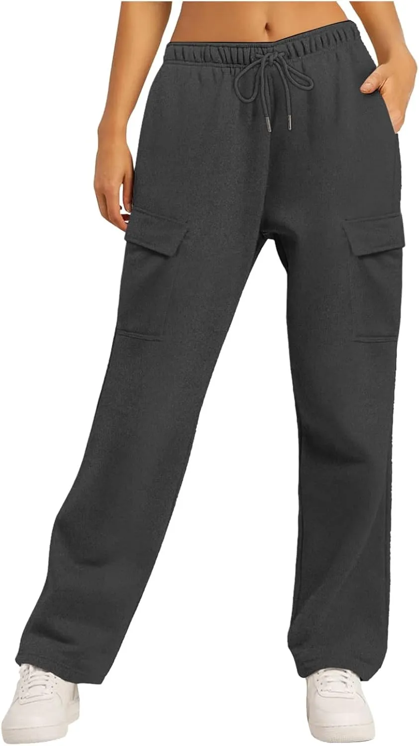 Pants for Women High Waisted Workout Casual Elastic Waist Sweatpants with Pockets