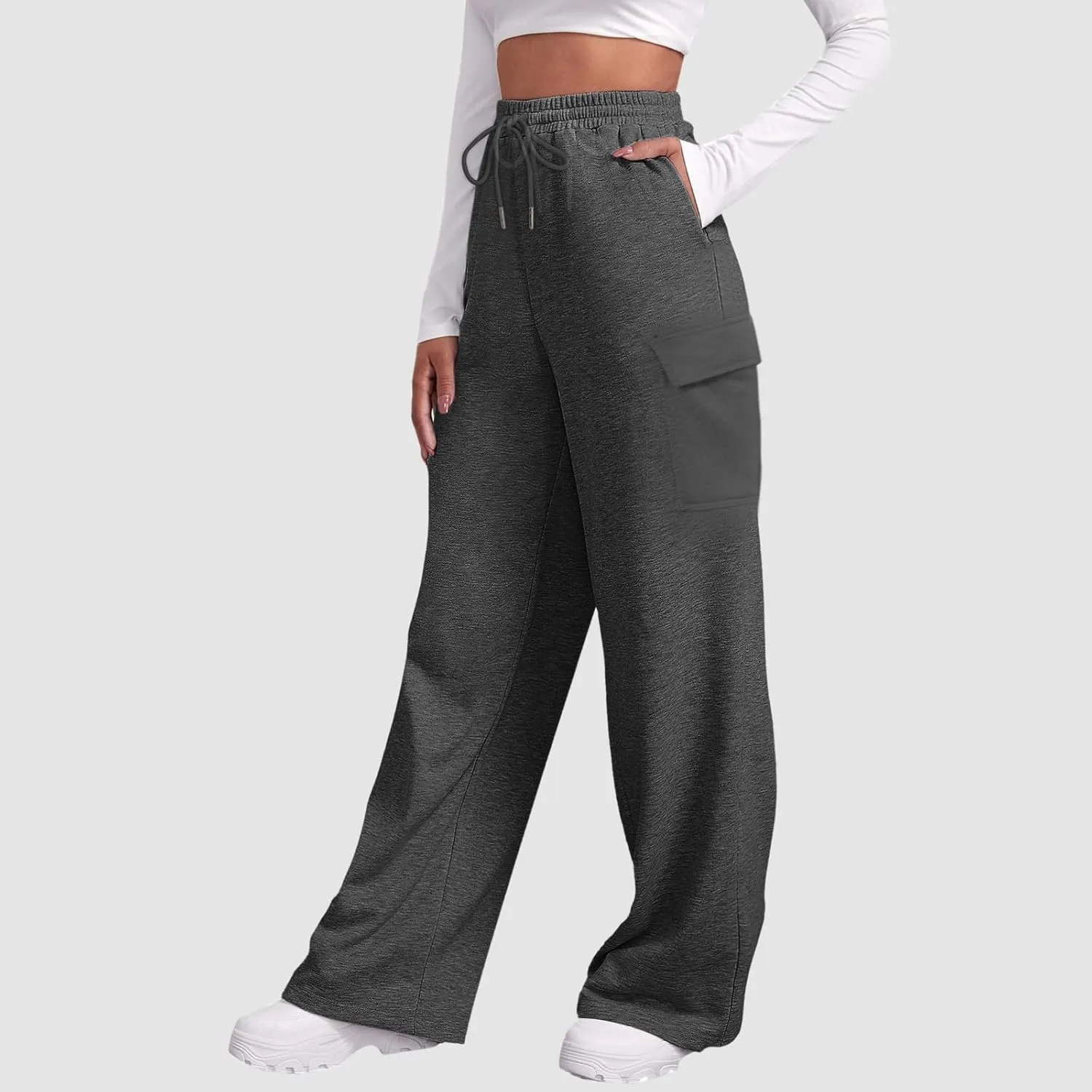 Pants for Women High Waisted Workout Casual Elastic Waist Sweatpants with Pockets
