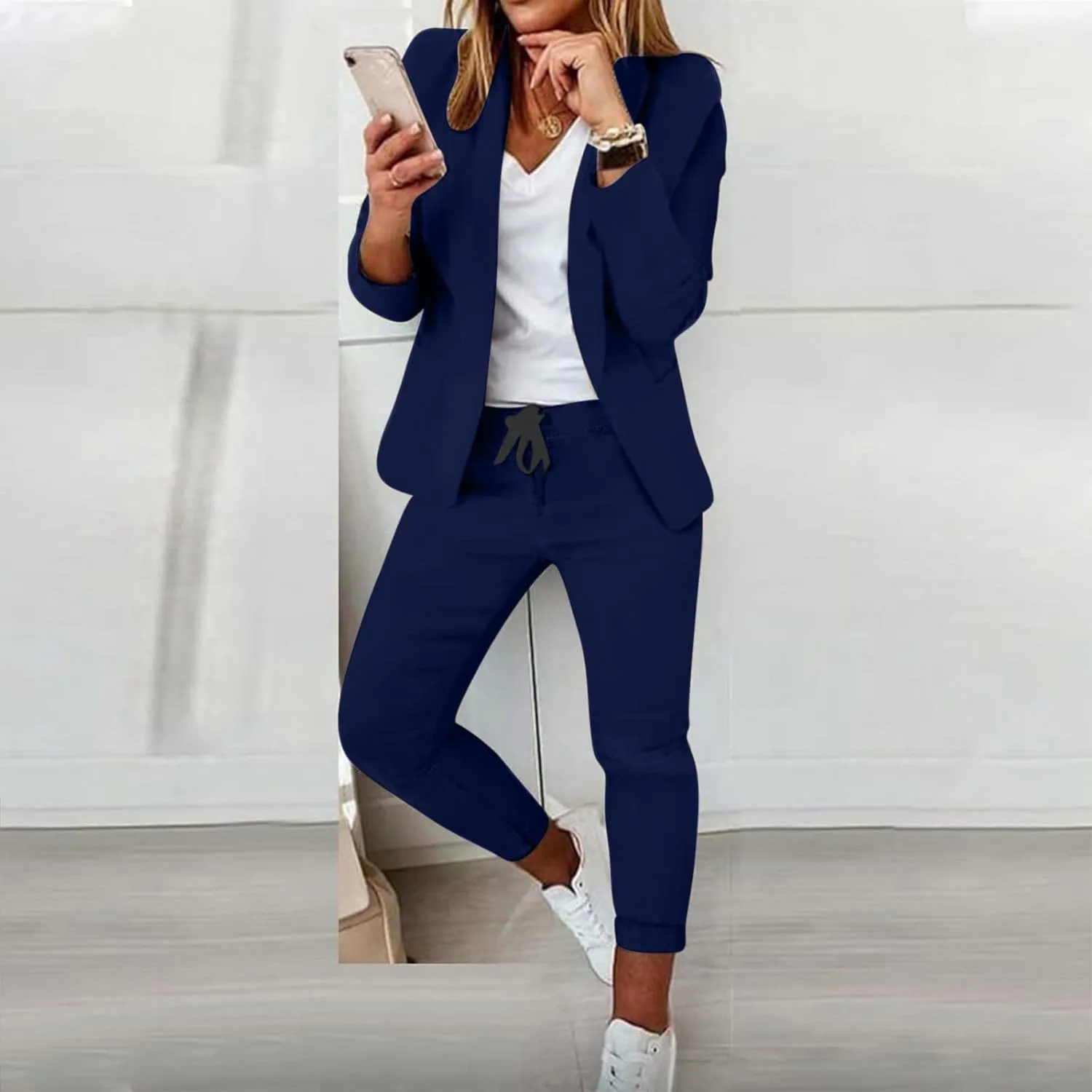 Pants Suits for Women Dressy Business Casual Outfits Blazer Sets Pant Suits 2 Piece Set Work Outfits Office Clothing
