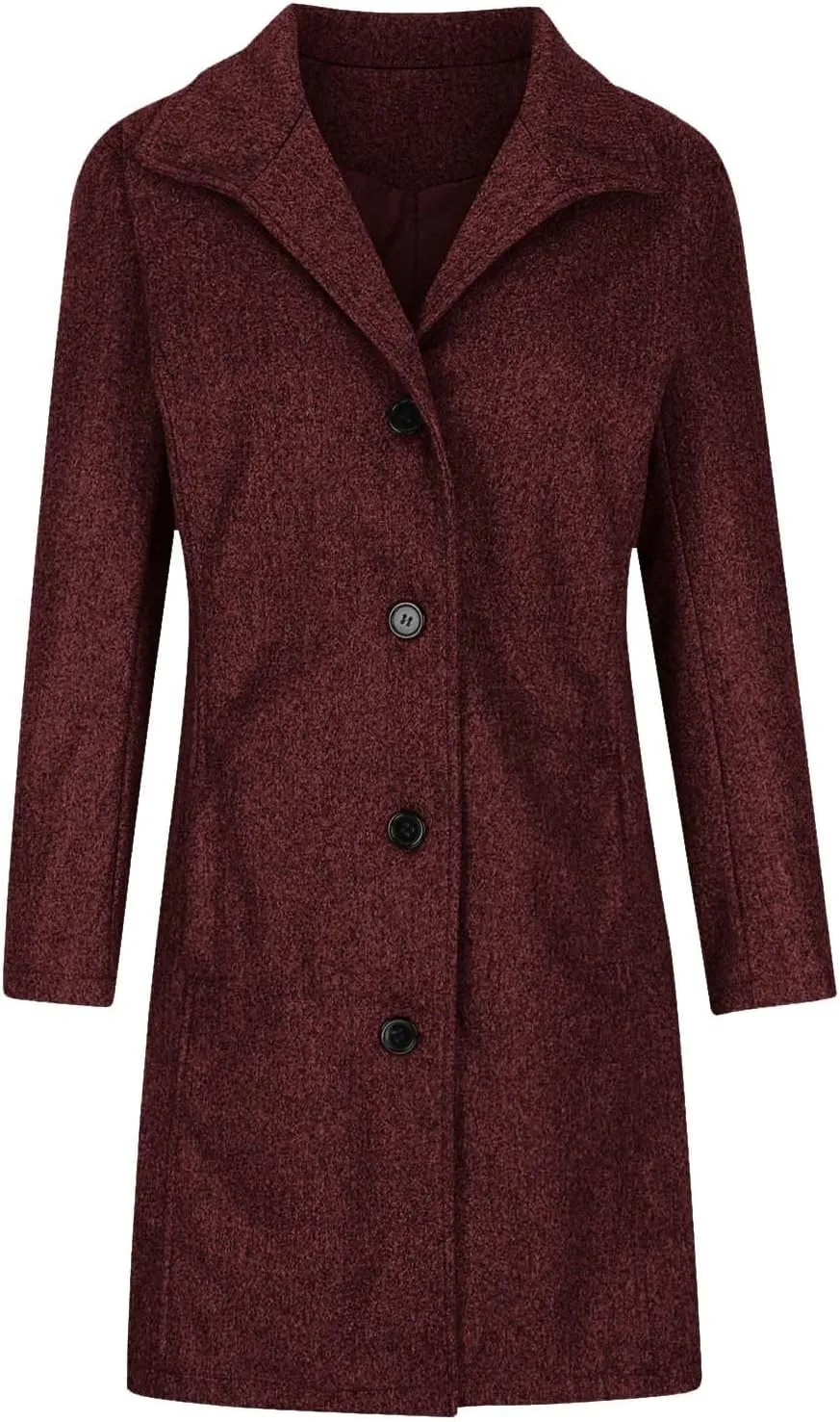 Pea Coats for Women Winter Wool Blend Trench Coat Single Breasted Mid-Thigh A-Line Pea Coat Overcoat with Pockets